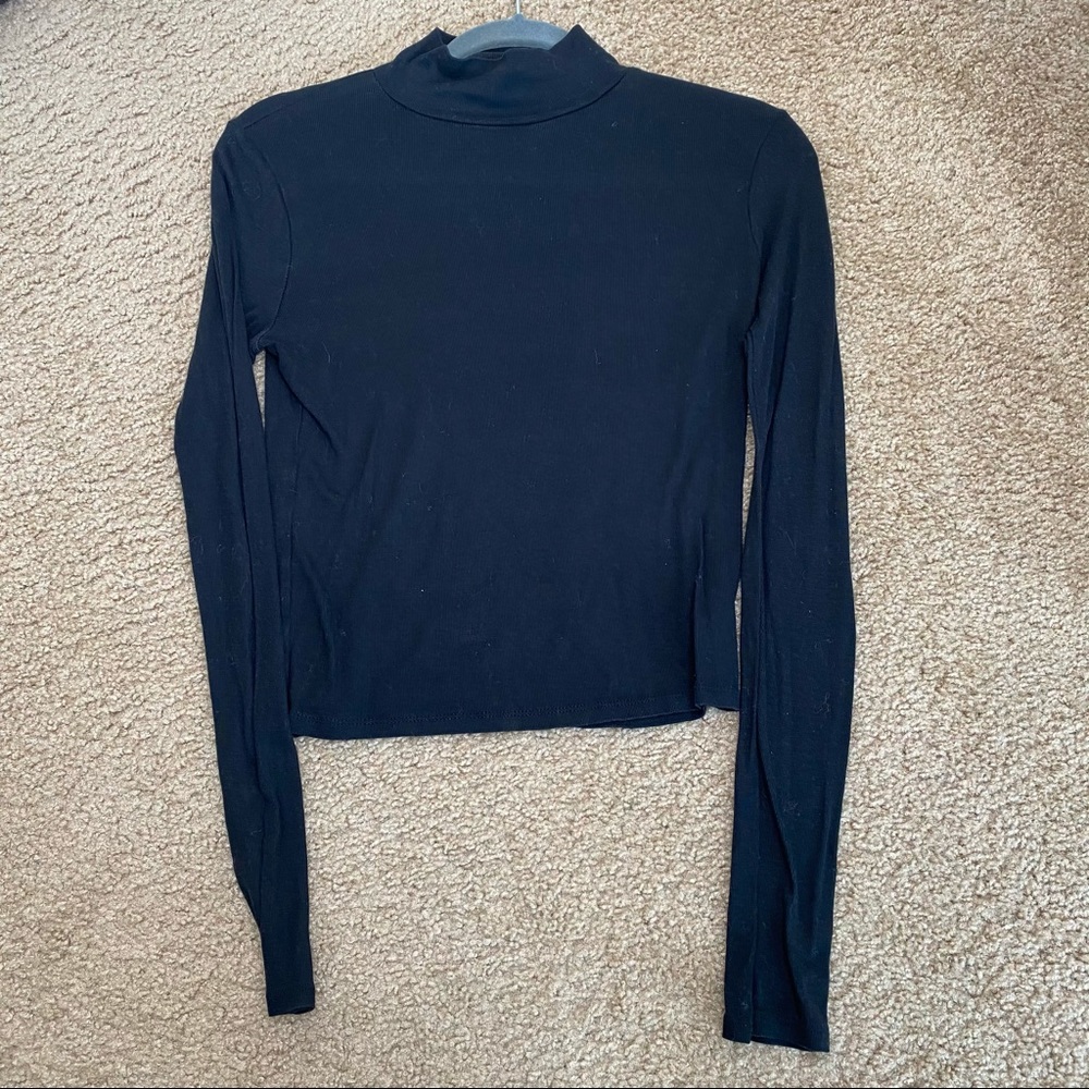 Topshop Black Ribbed Mockneck Basic Layering Top … - image 1